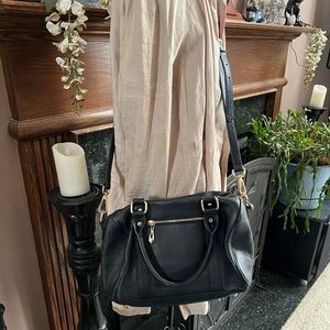 Terzetto black leather satchel